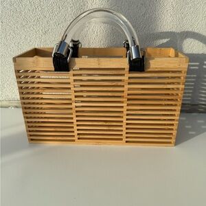 Elegant Tan Bamboo Handbag